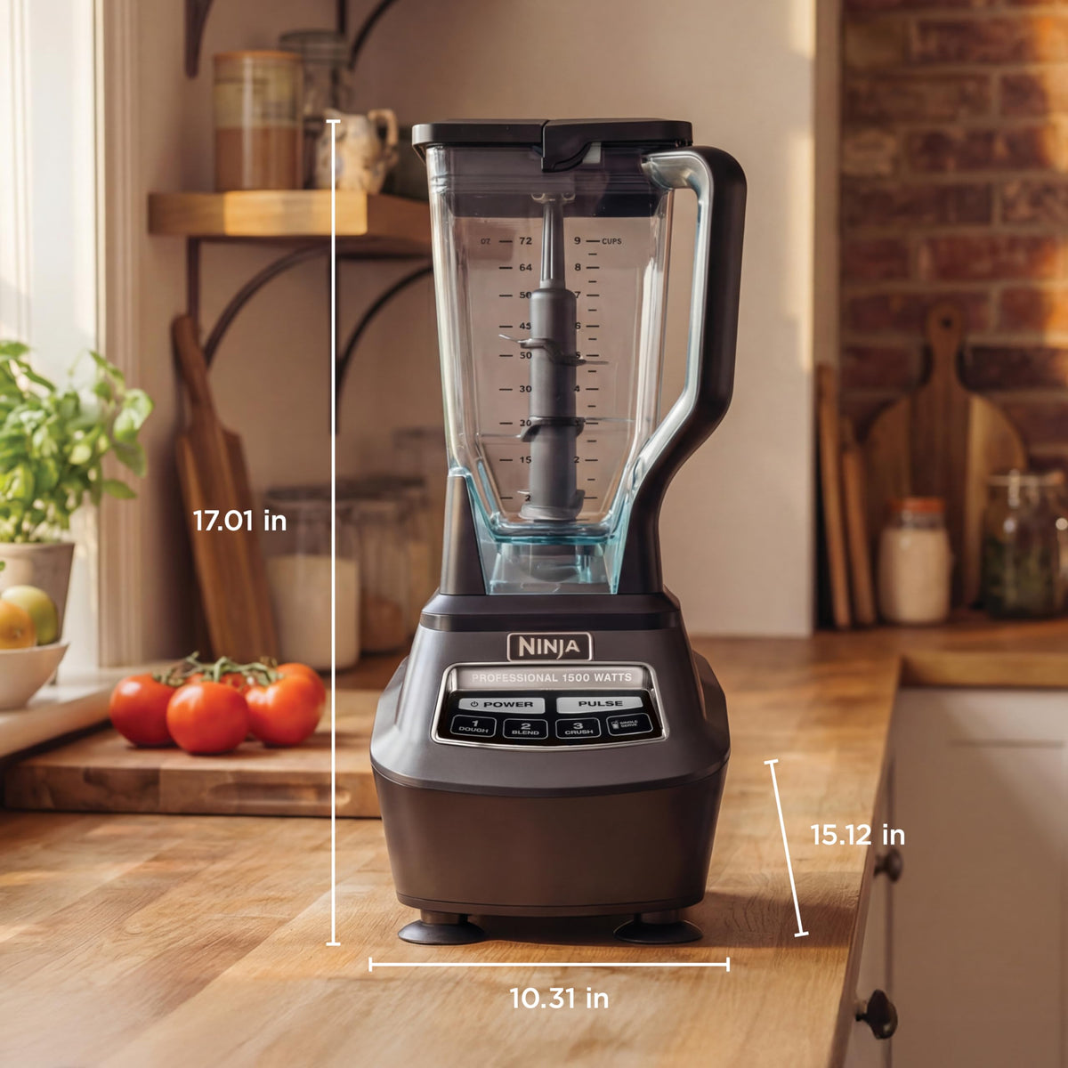 Ninja Kitchen System spout lids included for easy serving.