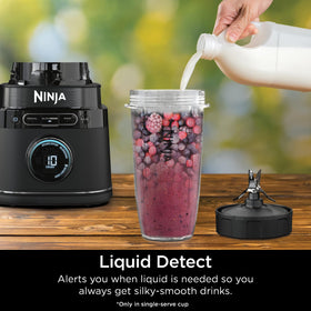 Ninja liquid detect feature prompts adding liquid for optimal texture.