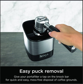 Ninja Luxe Café Knock Box removable knock bar for easy cleaning.