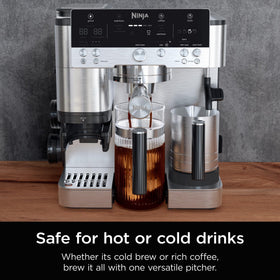 Ninja Luxe Cafe pitcher features a sturdy handle and spout