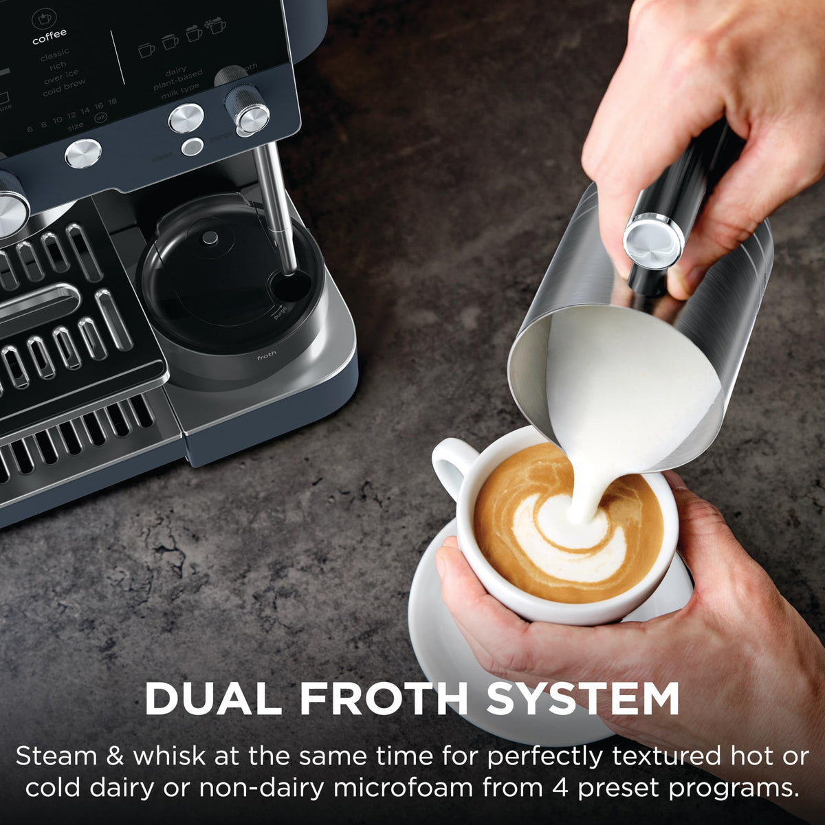 Ninja Luxe Café Premier hands-free milk frother for silky microfoam