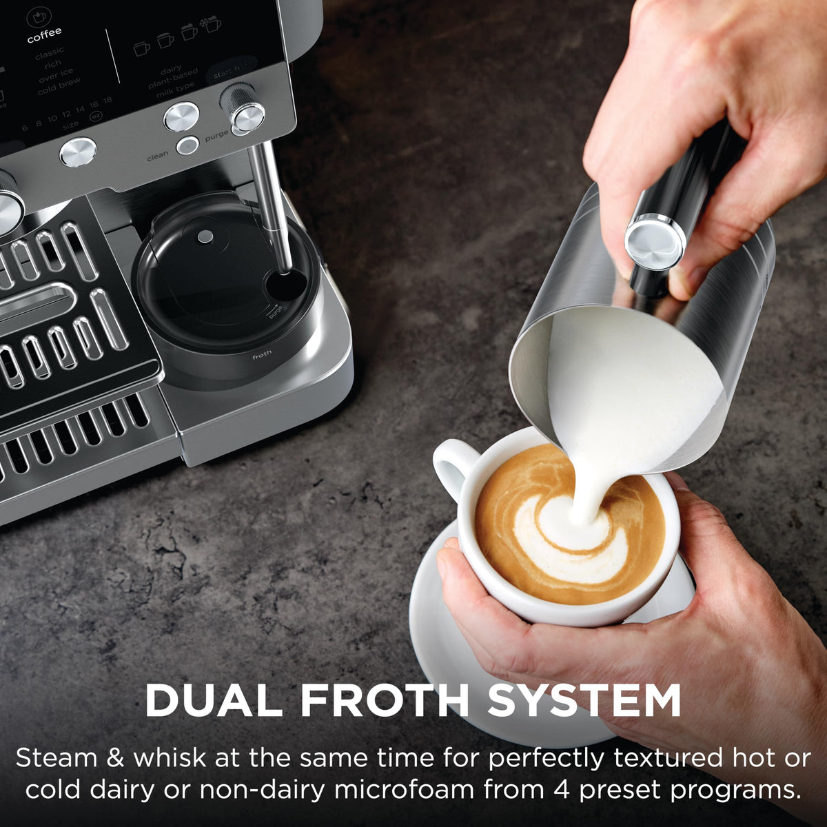 Ninja Luxe Café Premier weight-based dosing ensures perfect grounds for each drink.