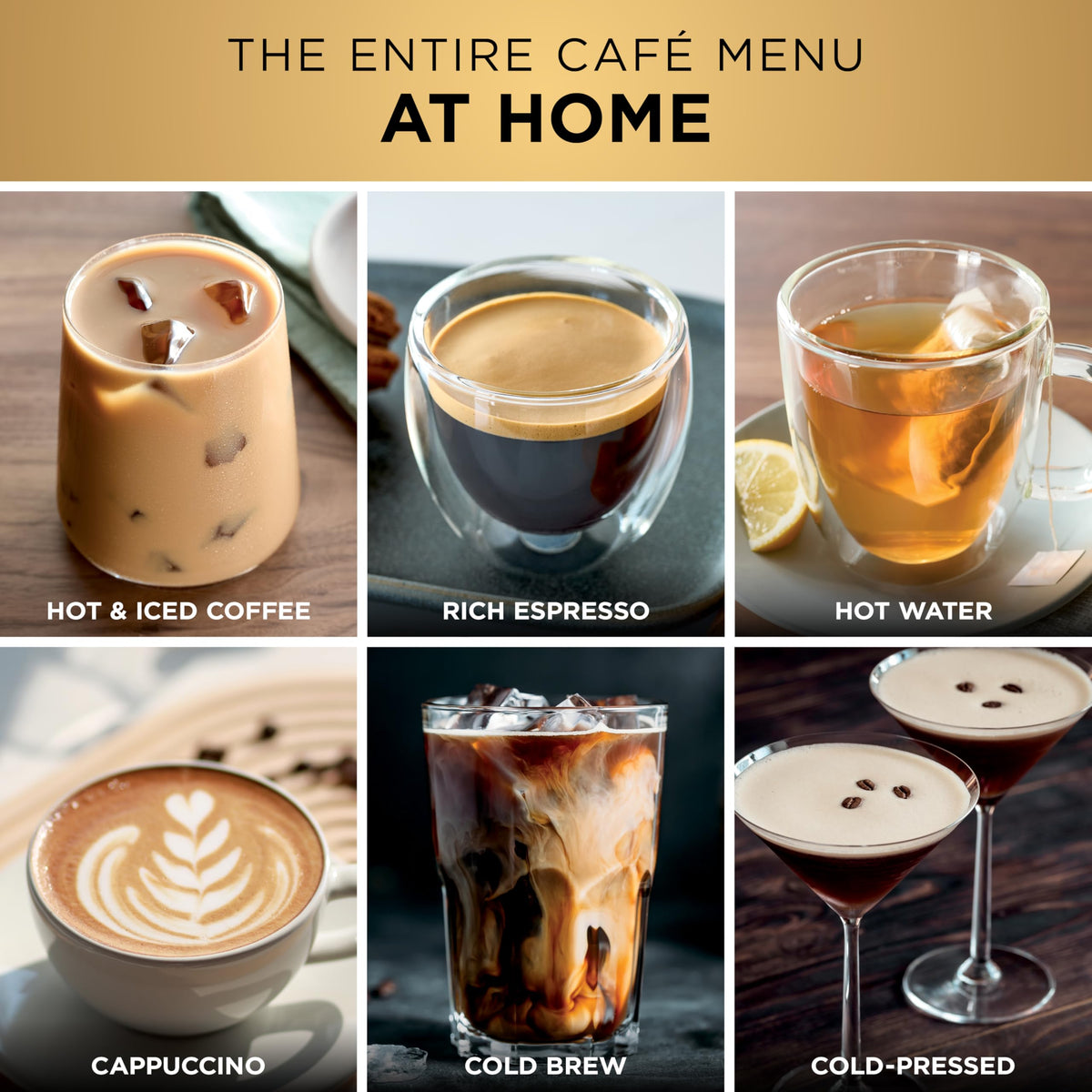 Ninja Luxe ES701 five froth presets for latte, cappuccino, and more.