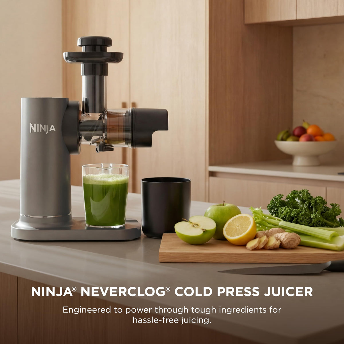 Ninja NeverClog auger assembly designed for efficient juice extraction and reduced foaming.
