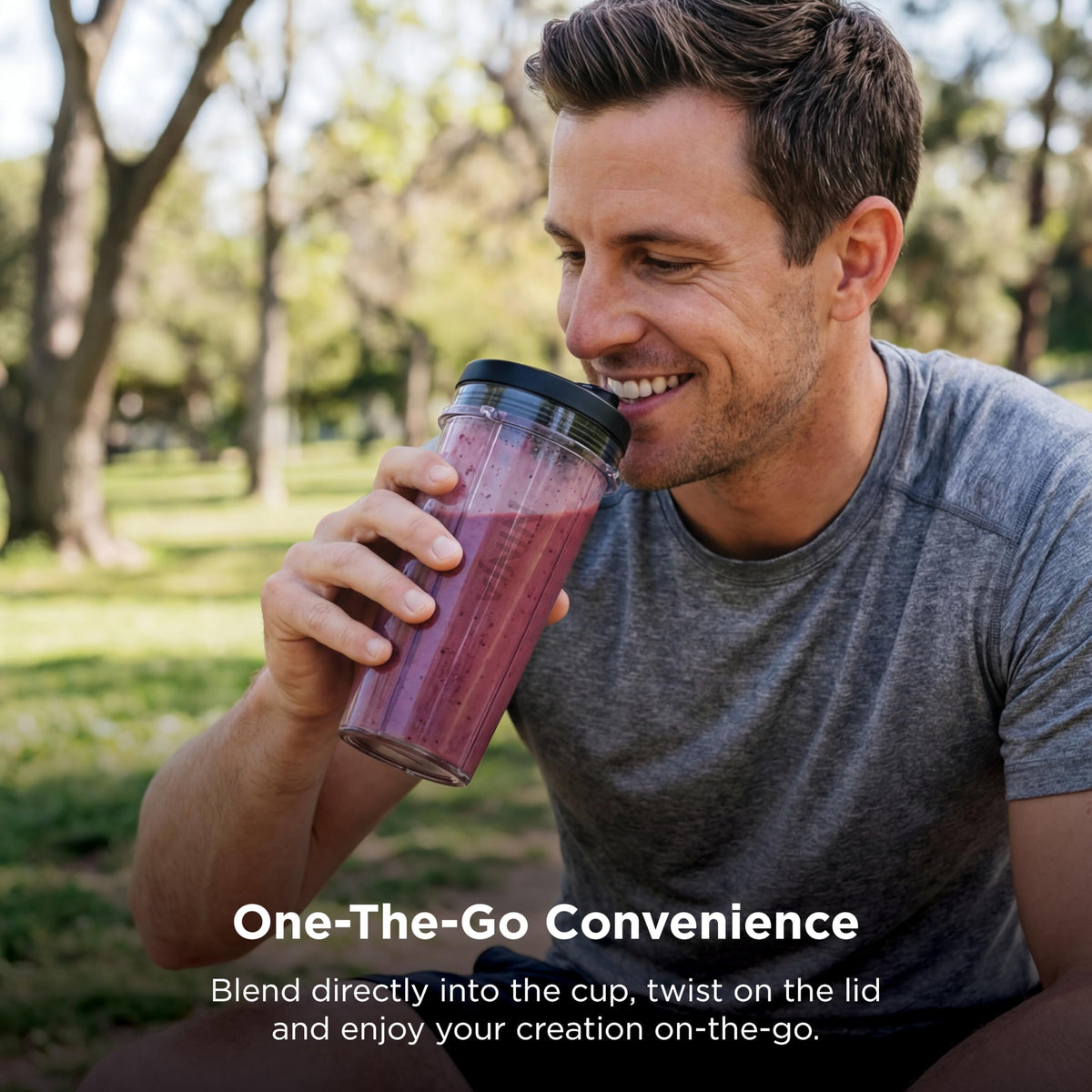 Ninja Nutri-Plus spout lids for easy sipping while on the move