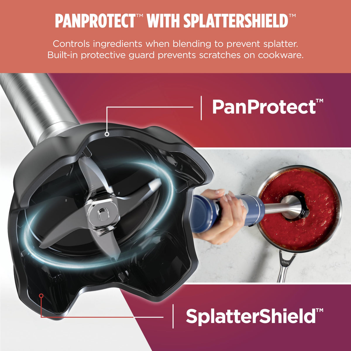 Ninja PanProtect with SplatterShield prevents splatter during sauce or soup prep.