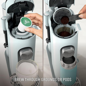 Ninja PB051GB built-in frother demonstrates easy milk frothing for cafe-style drinks.