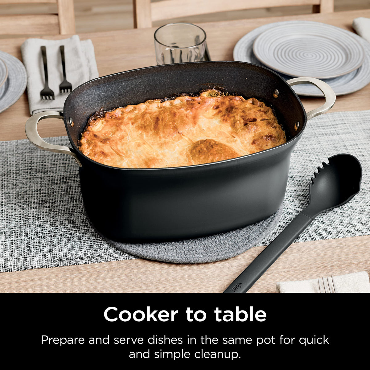 Ninja PossibleCooker Plus nonstick pot for quick, easy cleanup.