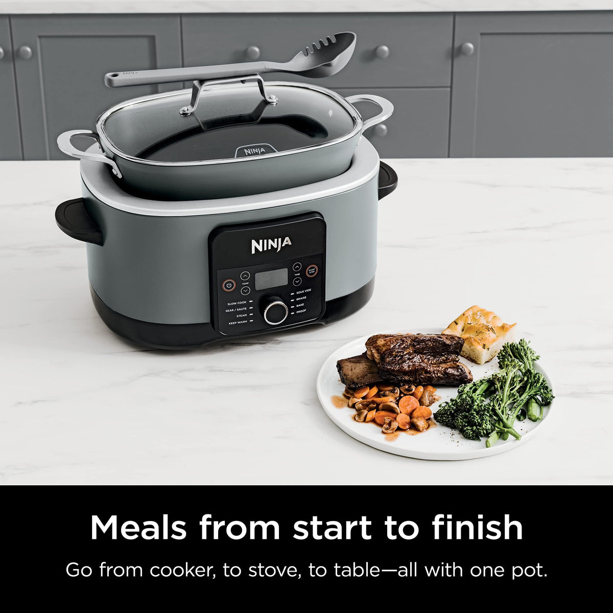 8.5-quart Ninja PossibleCooker Pro pot withstands oven finishing to 500°F.