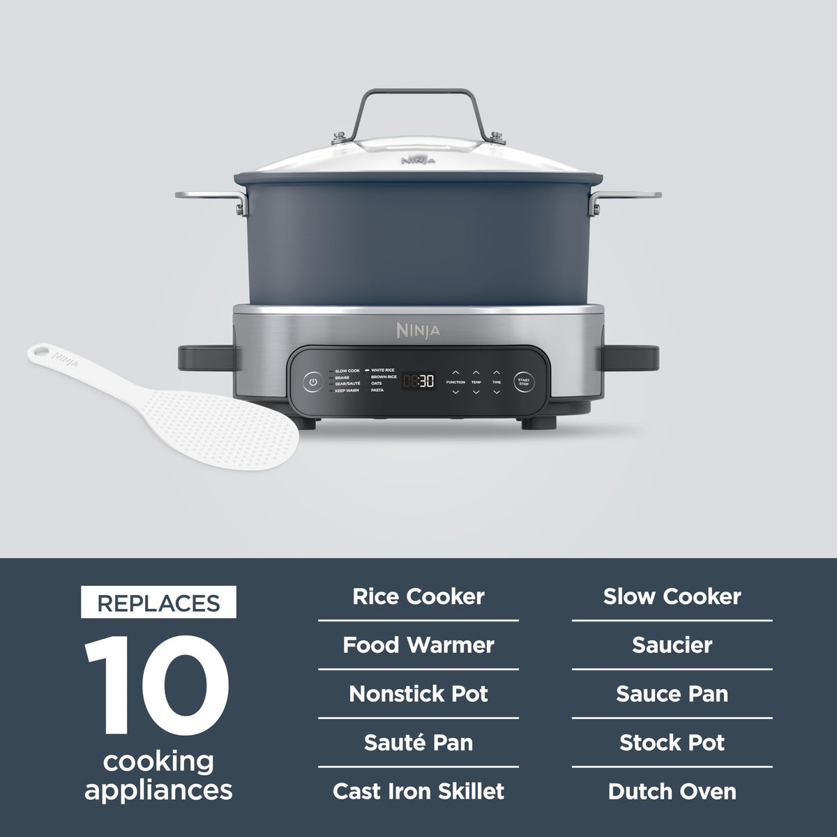 Ninja PossibleCooker Pro rice-and-pasta setting for fast grains.