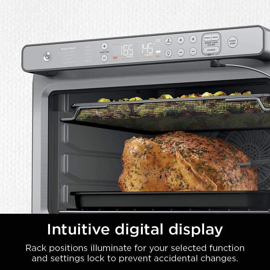 Ninja Prestige Smart XL oven ready to fit a 12 lb turkey on the rack.