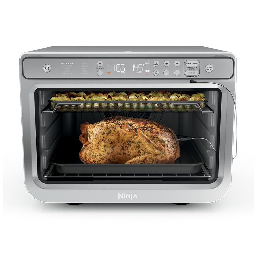 Ninja Prestige Smart XL Oven boxed, showcasing compact design for small spaces.