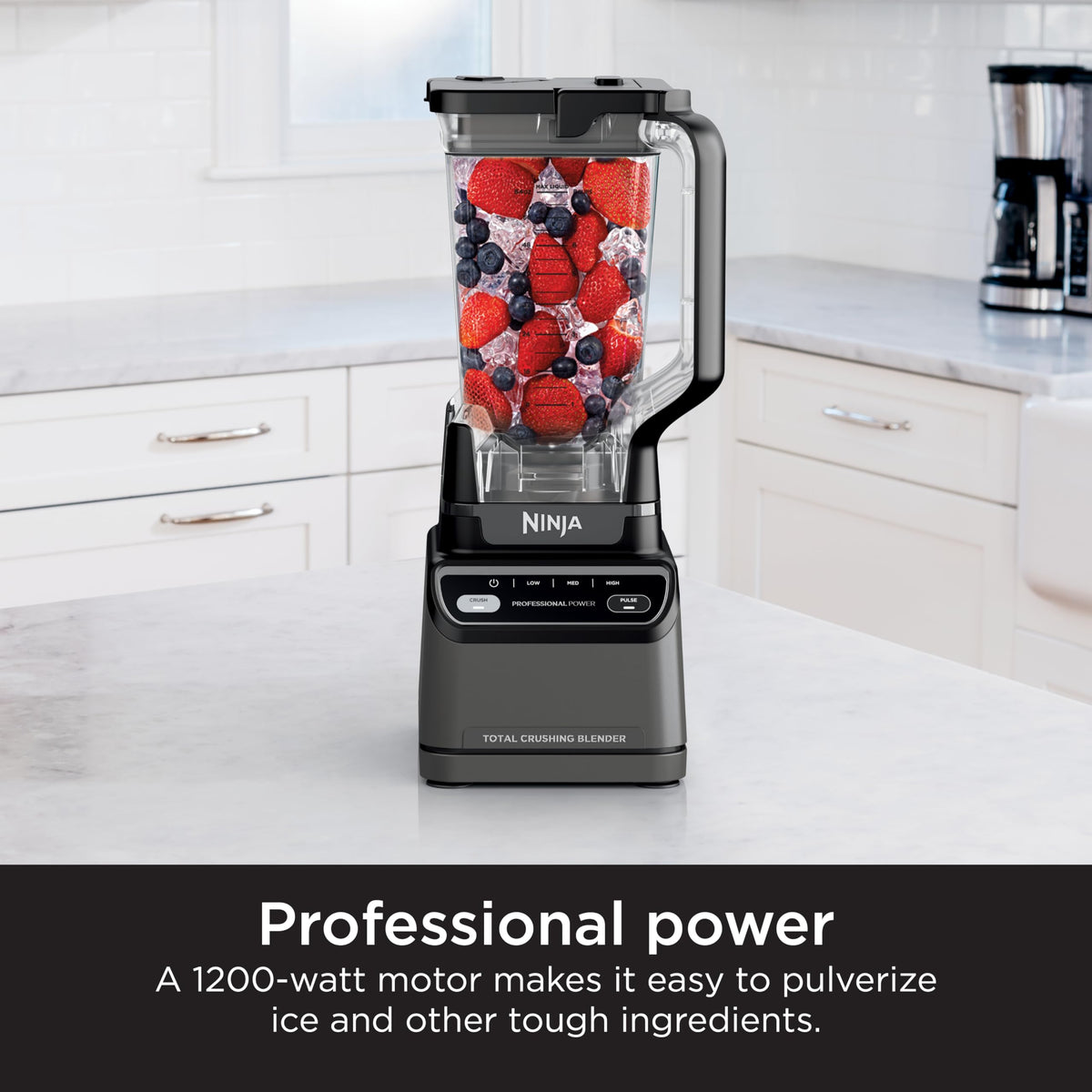 Ninja Manual speed control with low, medium, high, and pulse for precise blends.