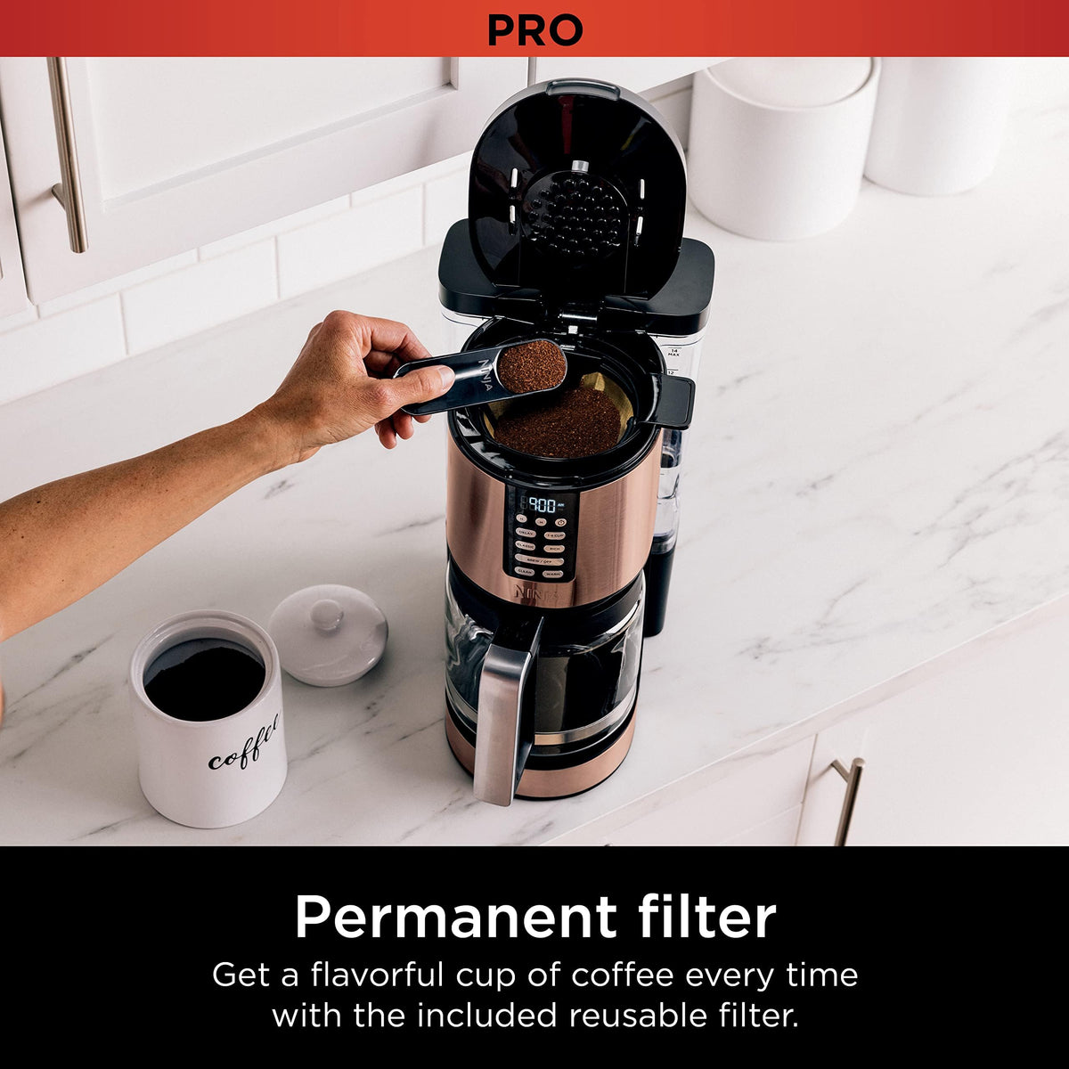Removable 70-oz water reservoir for easy filling