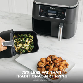 Ninja separate heating zones with each 4-quart basket for even results.