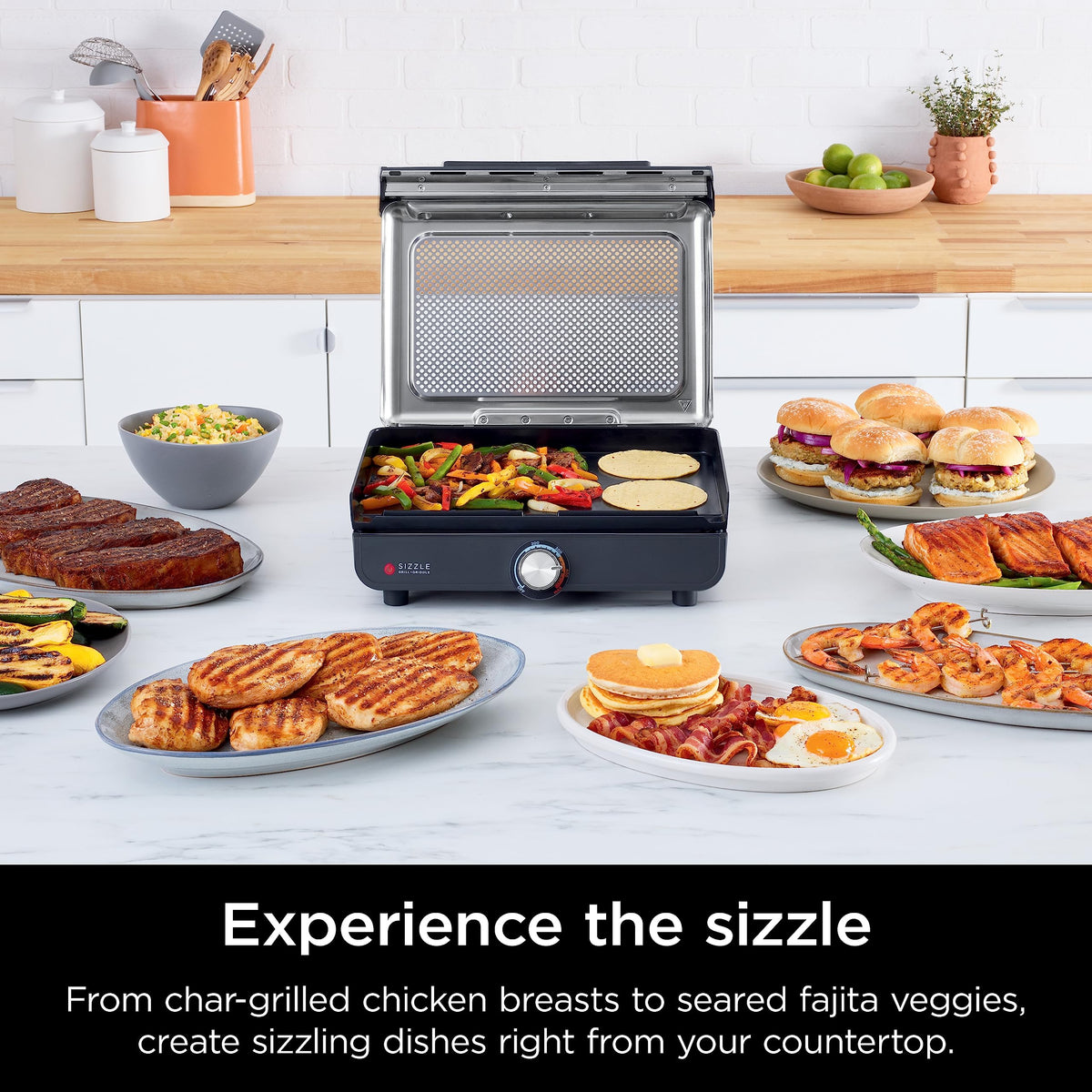 Ninja Sizzle 14in griddle plate showing even heat for uniform cooking