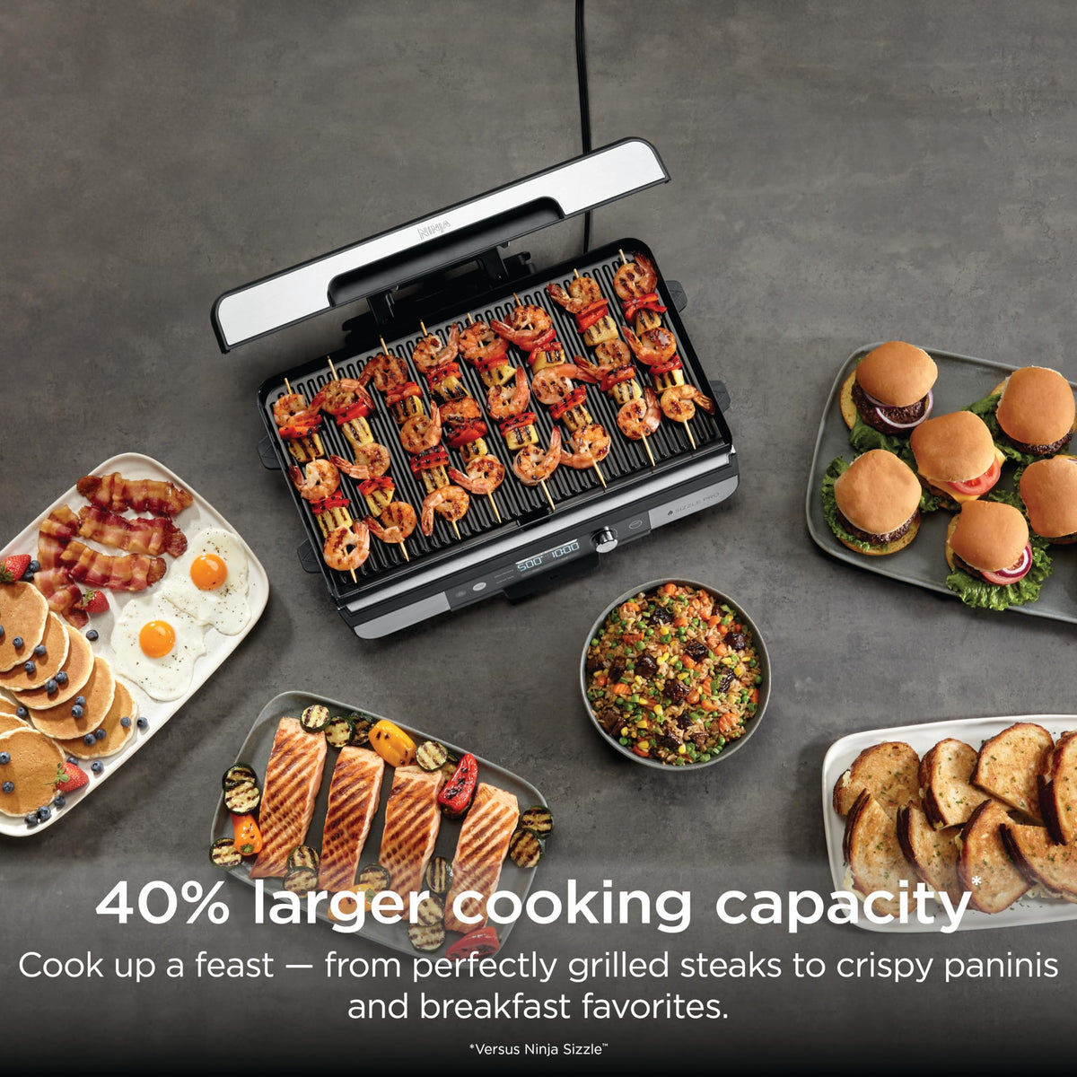 Ninja Sizzle Pro XL 20-inch griddle plate delivering even browning