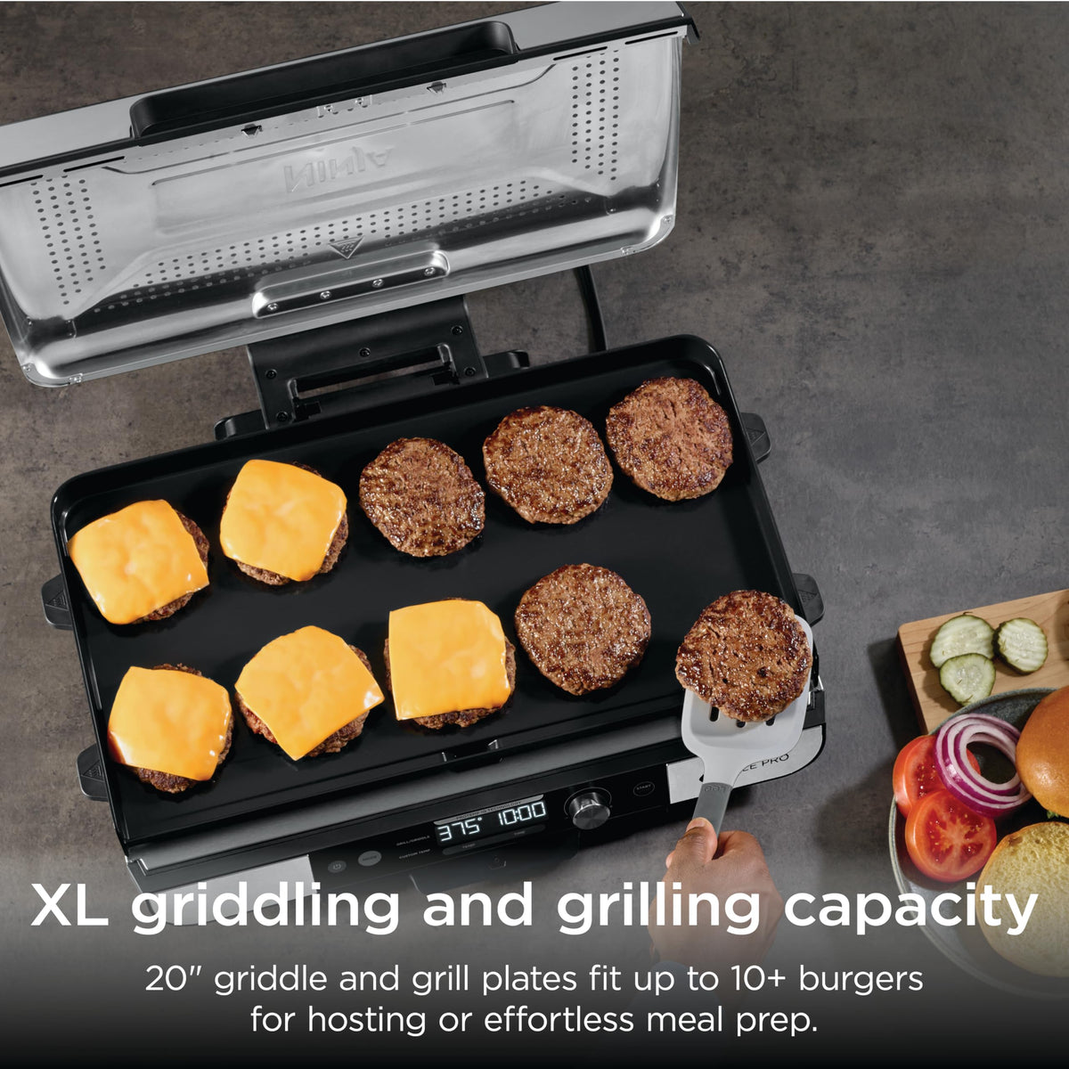 Ninja Sizzle Pro XL removable grease catch for easy cleanup