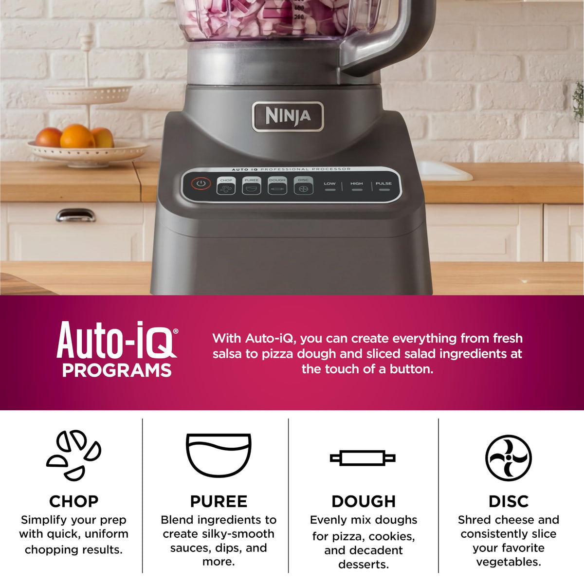 Ninja sleek silver finish and compact design fit any kitchen style.
