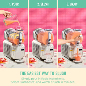 Ninja SLUSHi XL delivers 2x faster operation for quick batches.