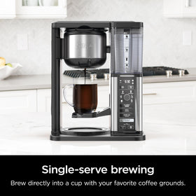 Ninja CM401 over-ice view shows flavorful iced coffee that stays bold.