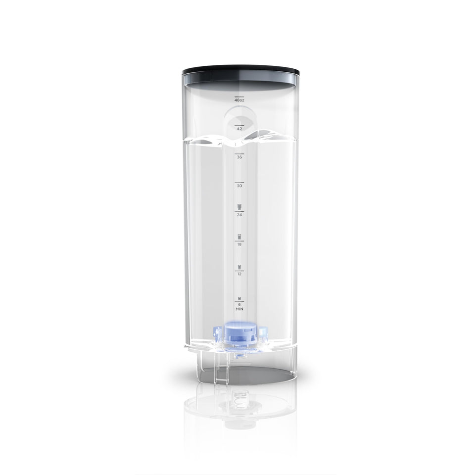 Ninja Thirsti 48oz water reservoir with lid for secure fridge storage.