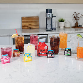Ninja Thirsti flavored water drops bottle display emphasizes compact fridge storage