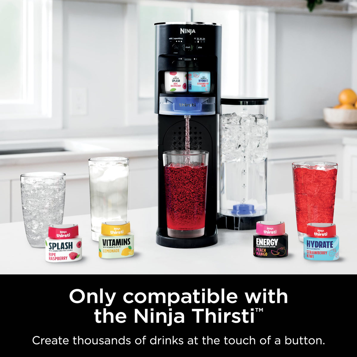 Ninja Thirsti removable water reservoir with easy-grip design for simple filling.