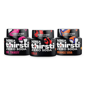 Ninja Thirsti Zero Soda cola bottle shows bold flavor with zero calories.