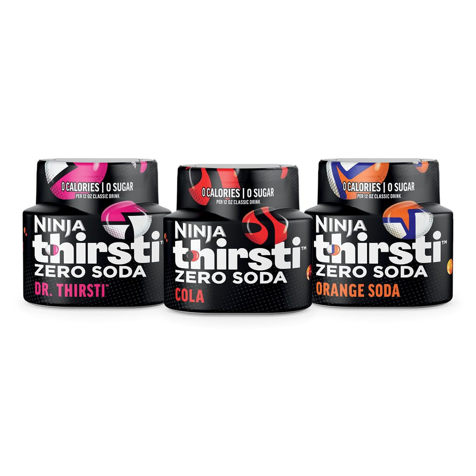 Ninja Thirsti Zero Soda cola bottle shows bold flavor with zero calories.