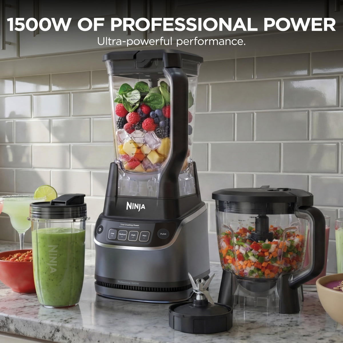 Ninja UltraCrush processor bowl eight cups for precise chopping.