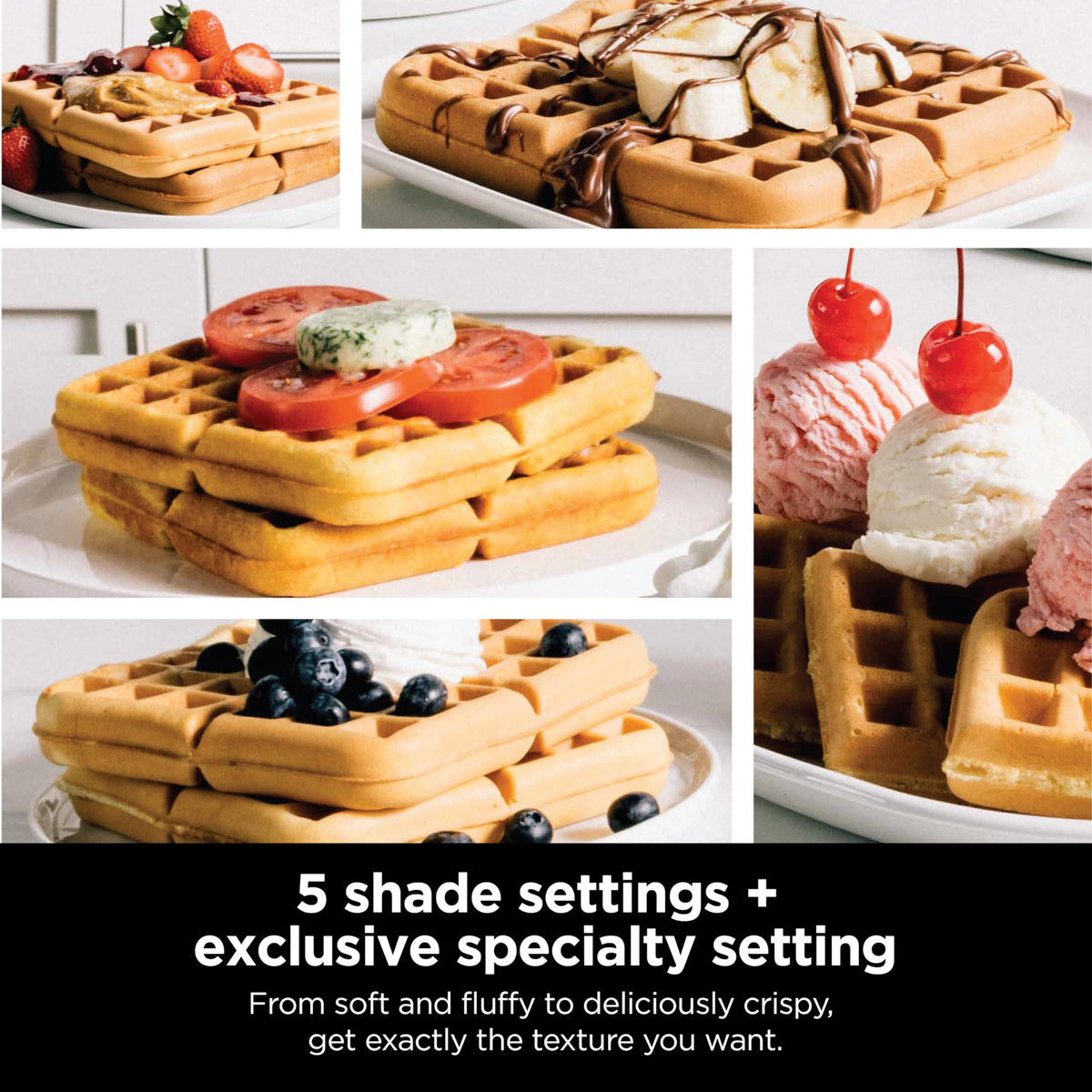 Ninja Waffle Maker Pro 5 shade settings for texture control