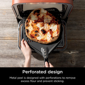 Ninja Woodfire pizza peel end hook enables easy hanging and storage