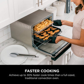 Two sheet pans and racks set for multi-dish meals in the XL Pro.