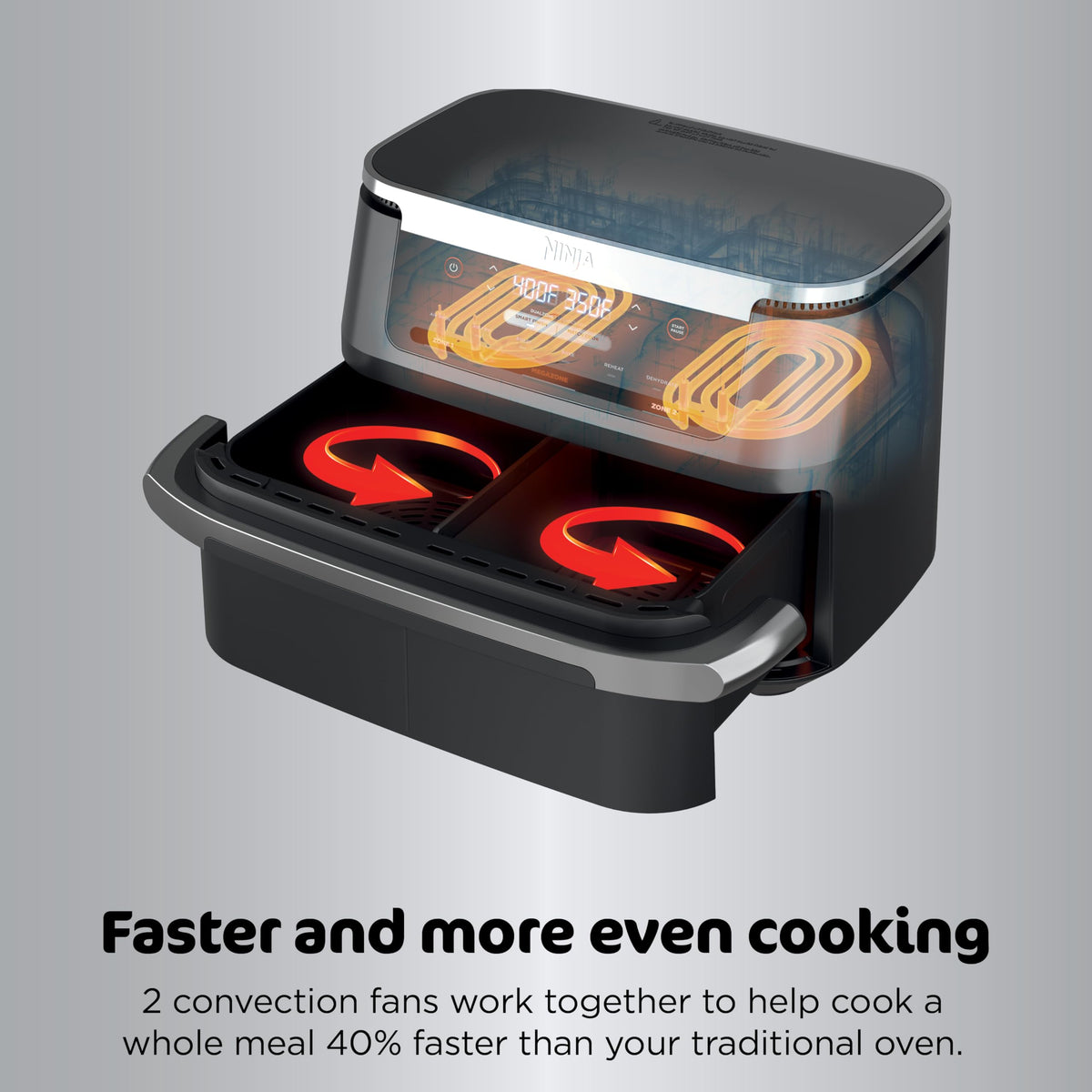 Ninja Foodi dishwasher-safe basket and crisper plates simplify cleanup.