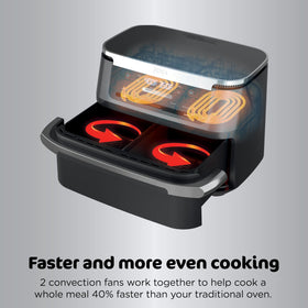 Ninja Foodi dishwasher-safe basket and crisper plates simplify cleanup.