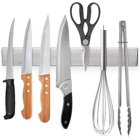 Ninonly 12-inch magnetic knife strip on a kitchen wall for easy access