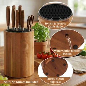Ninonly knife block non-slip base prevents countertop movement during use.