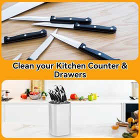 Ninonly knife block with scissors slot and sharpening rod included