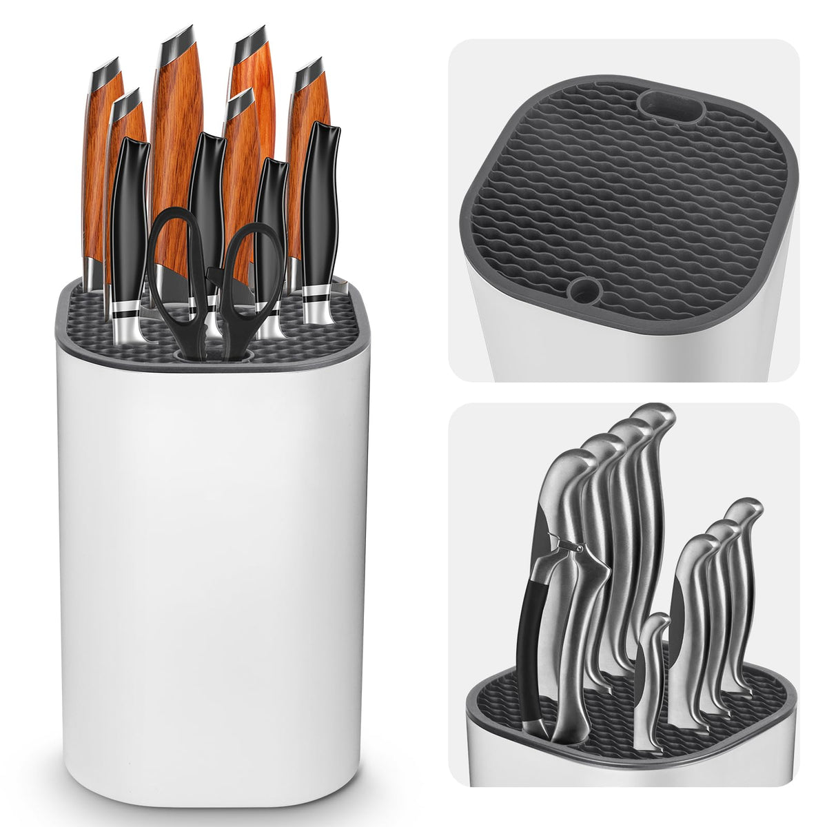 Ninonly knife block on counter showing spacious 21-knife capacity