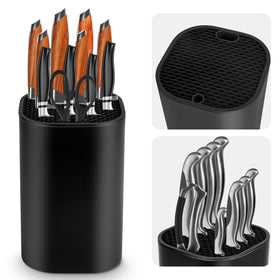Ninonly knife block with 2 in 1 universal design for diverse blades
