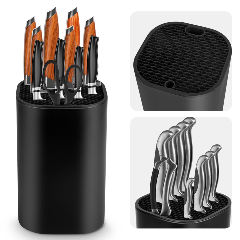 Ninonly knife block with 2 in 1 universal design for diverse blades