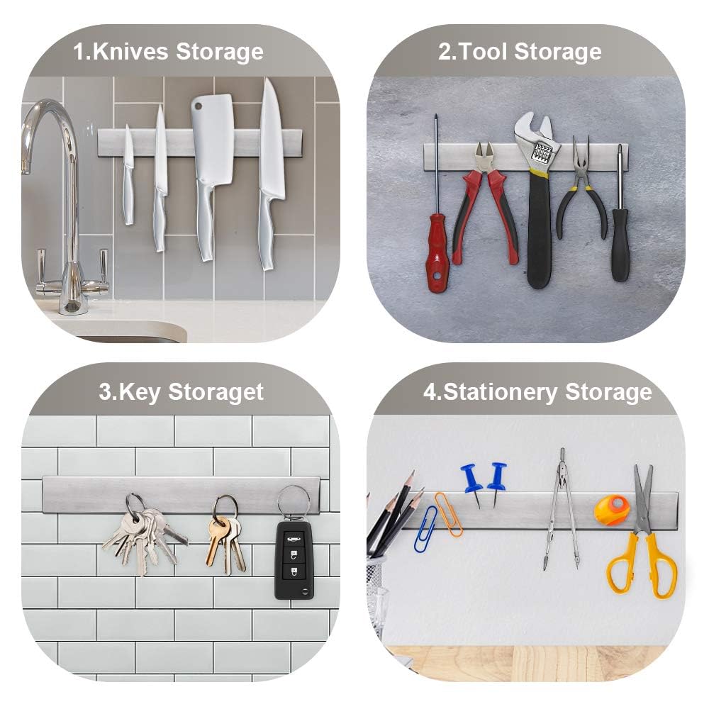Ninonly space-saving knife strip shown under cabinet saving counter space