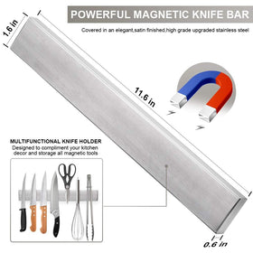 Ninonly stainless steel wall-mount knife bar with a sleek satin finish