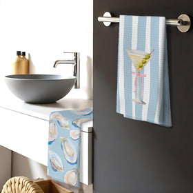 Nipil coastal-beach-house-towels evoke ocean vibes in kitchens and spaces.
