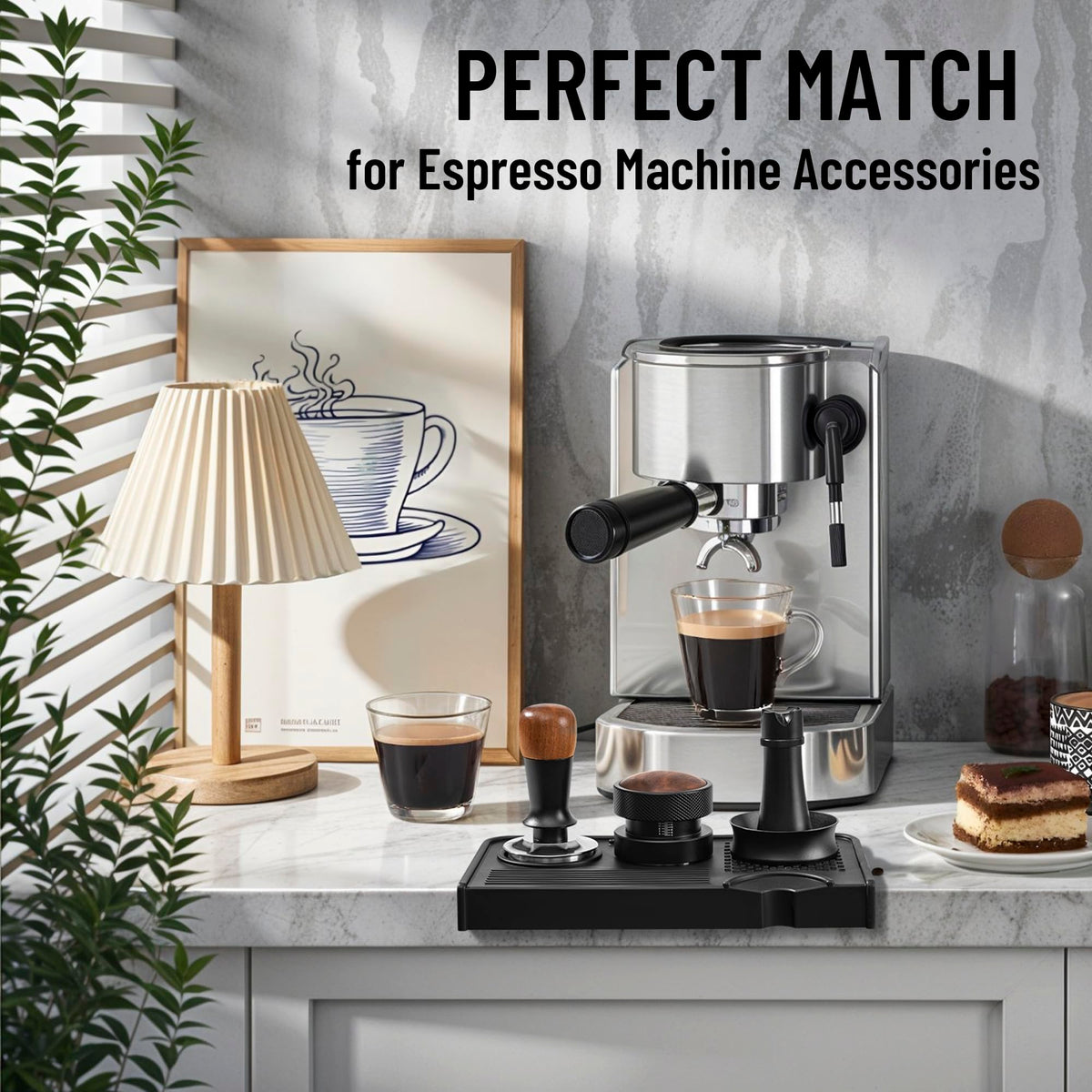 NiRiOLD tamping mat fits neatly on the counter for quick access.