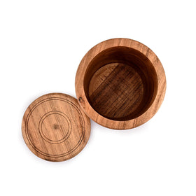 NIRMAN Acacia wood round storage jar ideal for coffee and tea storage.