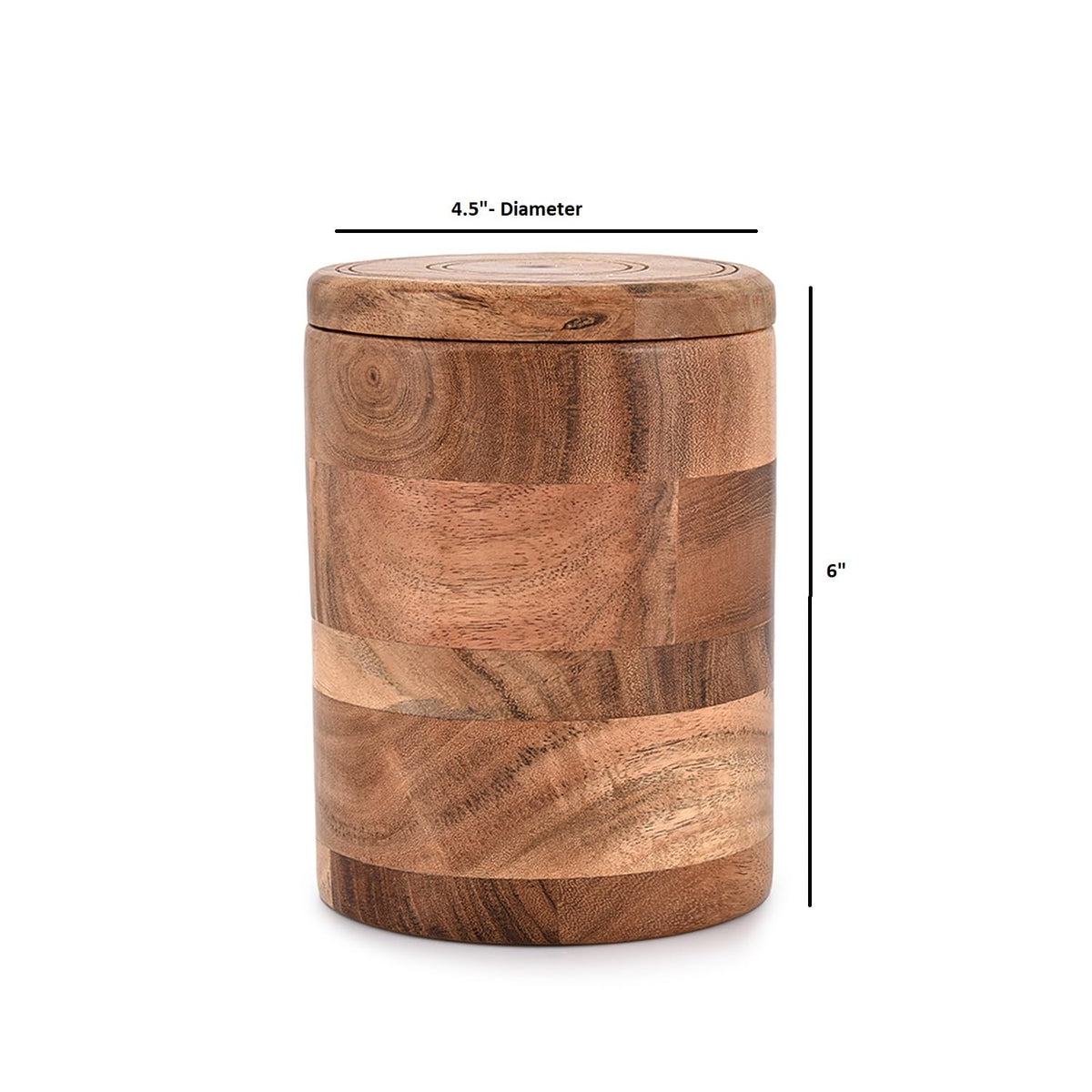 NIRMAN Acacia wood round storage jar stores flour or sugar in the pantry.