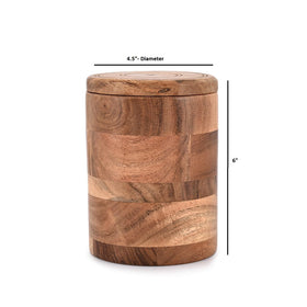 NIRMAN Acacia wood round storage jar stores flour or sugar in the pantry.
