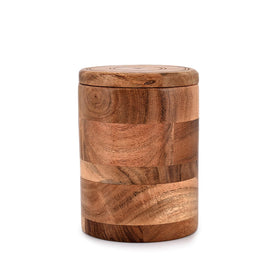 NIRMAN Acacia wood round storage jar with lid for cookies and snacks.